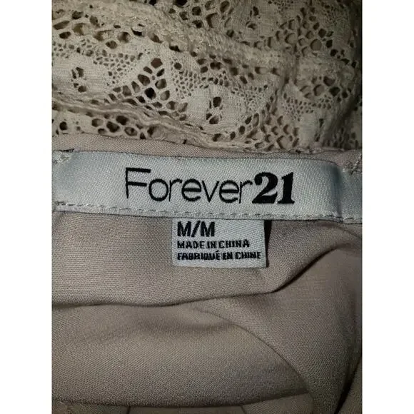 Forever 21 Lace & Tie Bow Belt Cream Jumpsuit Romper Women Size Medium M - Picture 10 of 11